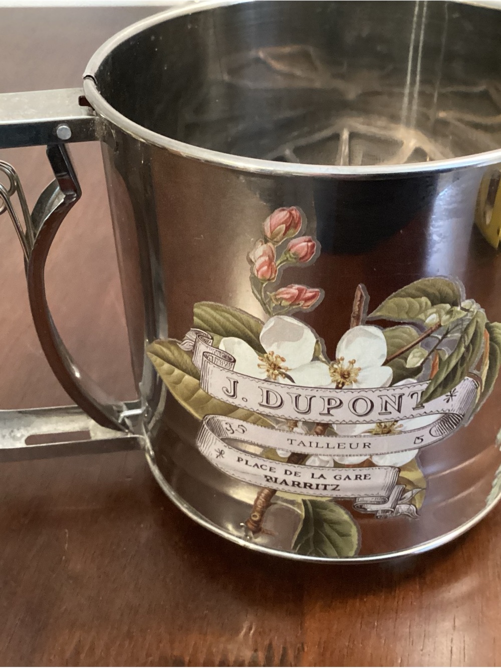 Flour Sifter - Stainless Steel with Floral Accent
